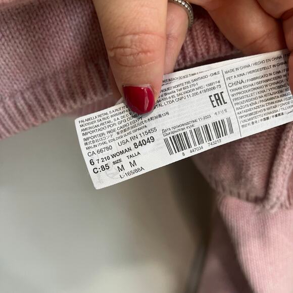 MANGO Pink Cropped Turtleneck Sweater Size M Soft Knit Cozy Cotton Blend - Picture 7 of 8